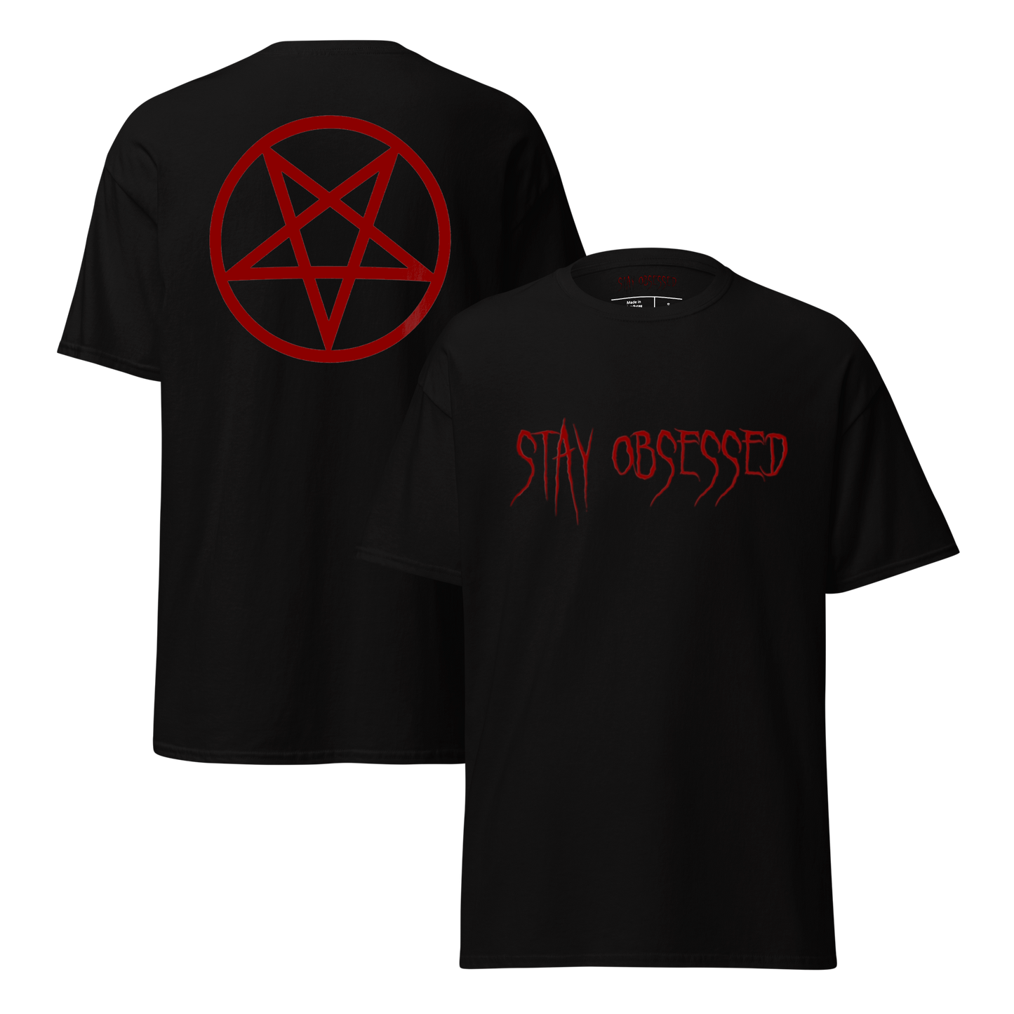 Stay_Obsessed_Pentagram_T-Shirt_Front-and-Back